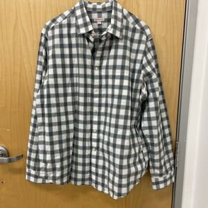 Merona Gray and White Plaid Button Down Shirt